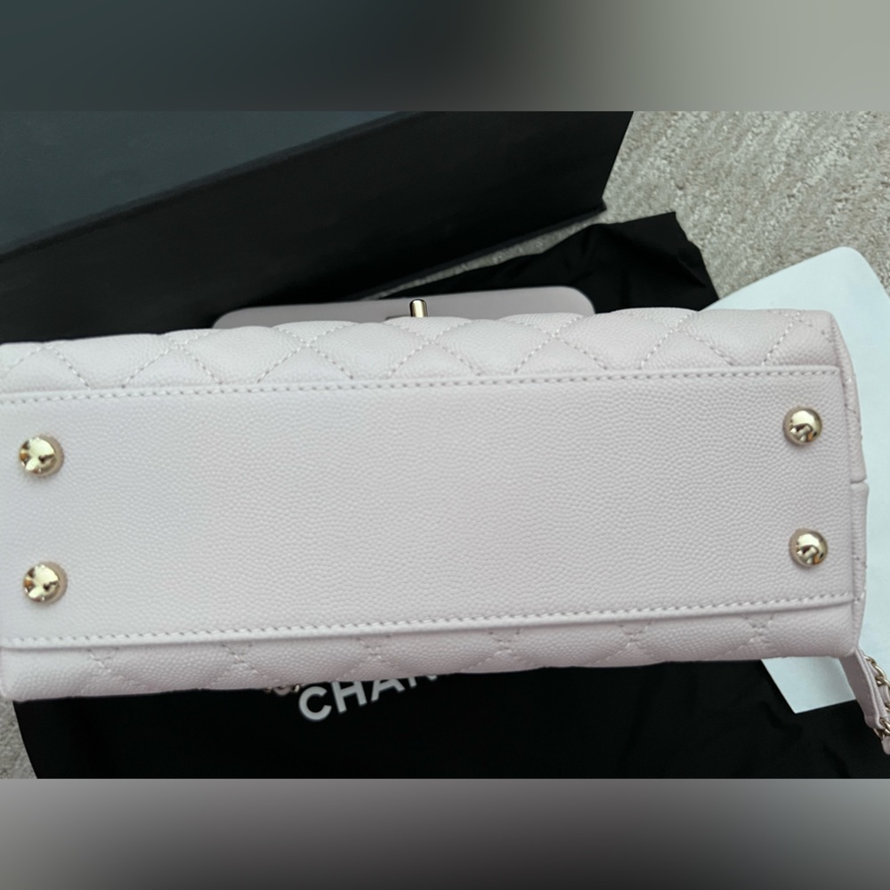 RARE 20A 2020 Chanel lilac small coco top handle pink shoulder bag - Picture 8 of 15